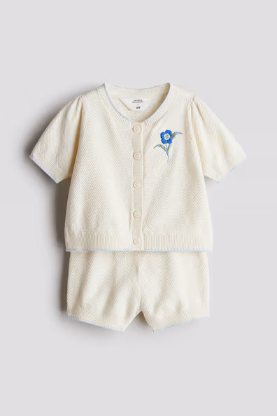 Комплект из 2 предметов из рубчика с вышивкой- Заказать в России