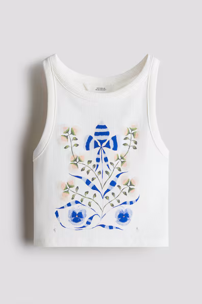 Топ без рукавов с принтом- Заказать в России