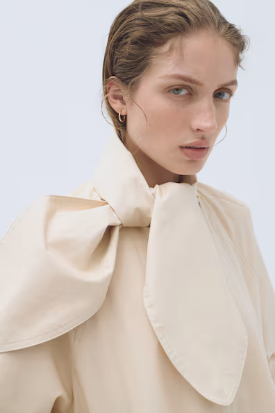 H&M Пиджак из смесового льна с воротником в стиле платка