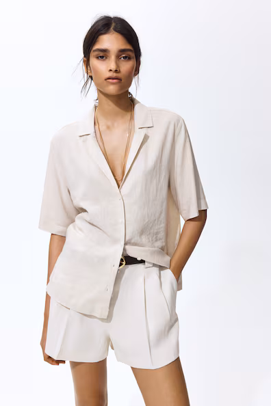 H&M Рубашка курортная из смеси льна
