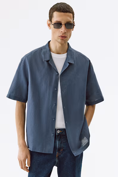 Рубашка курортного стиля из смеси льна relaxed fit