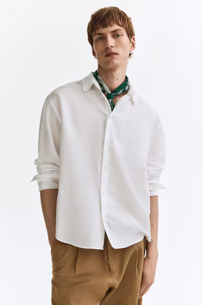 Рубашка из смесового льна свободного кроя- Заказать в России