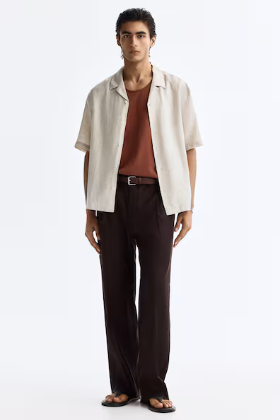 Брюки классические льняные relaxed fit h&m