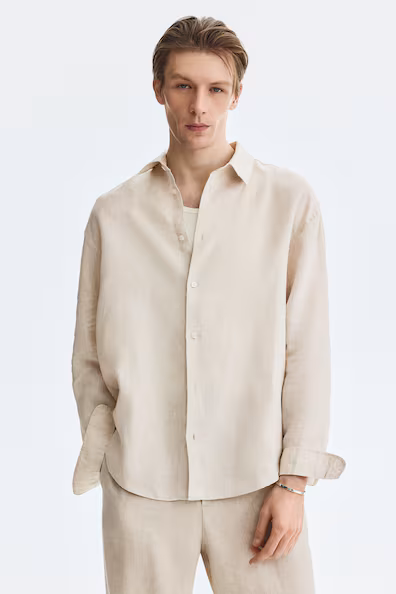 Рубашка из льна relaxed fit- Заказать в России