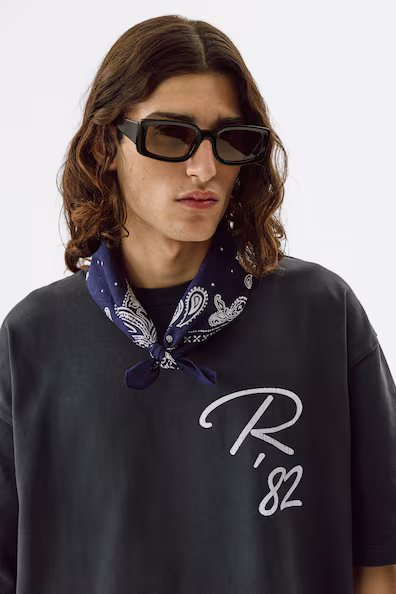 H&M Футболка в оверсайзе с принтом из хлопка