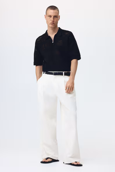 H&M Поло из трикотажа с открытым петлевым рельефом RELAXED FIT