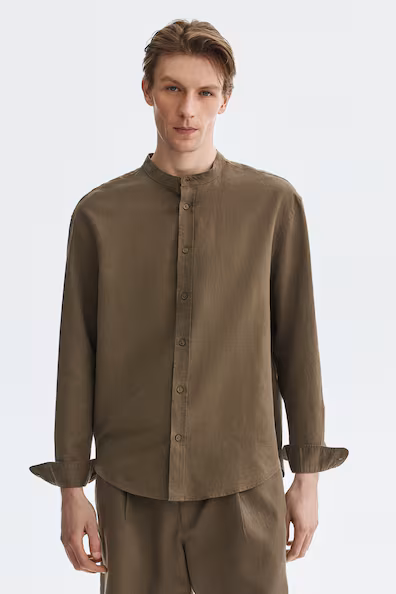 Рубашка loose fit из смесового льна- Заказать в России