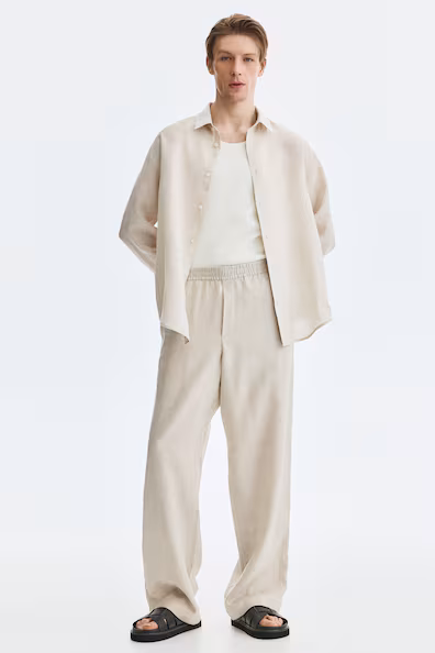 Брюки loose fit из льна