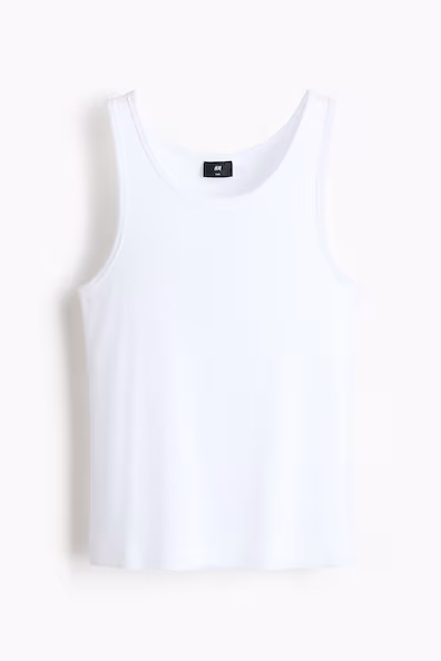 H&M Топ без рукавов в рубчик SLIM FIT