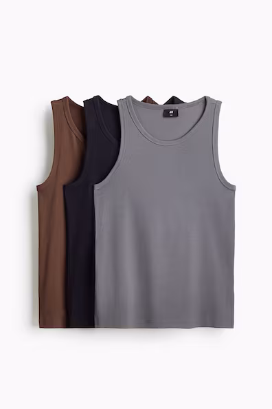 H&M Набор из 3 топов без рукавов в рубчик SLIM FIT купить с доставкой.
