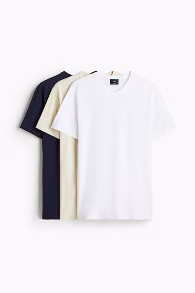 Набор из 3 футболок в полоску slim fit с v-образным вырезом- Заказать в России