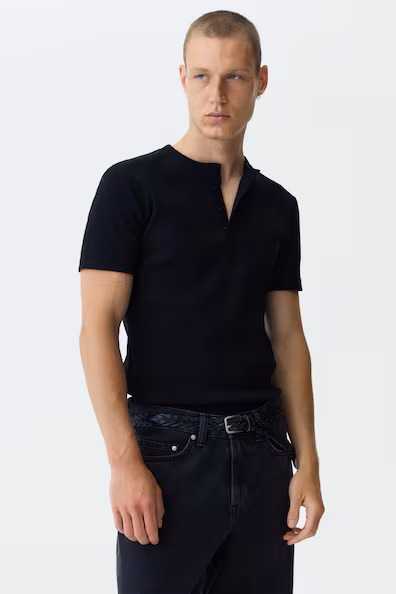 Camisola com botões Slim Fit- Заказать в России