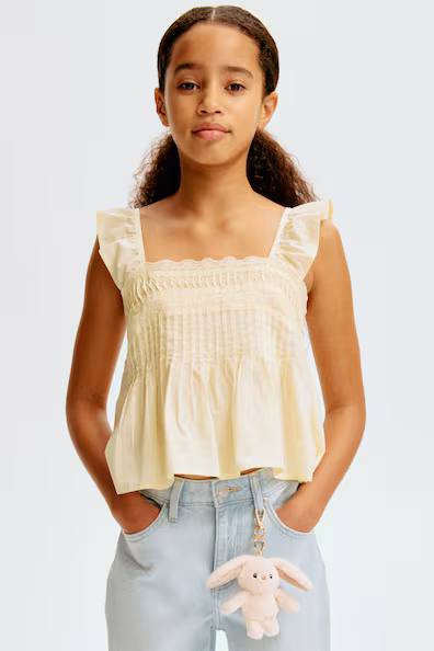 H&M Хлопковый топ с кружевом