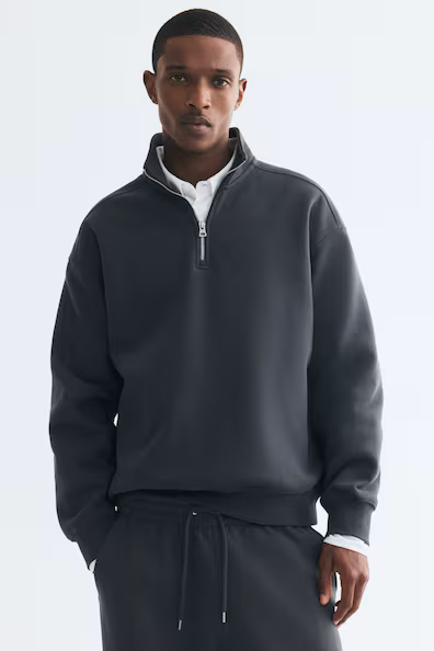 Свободный свитер с половинной молнией loose fit