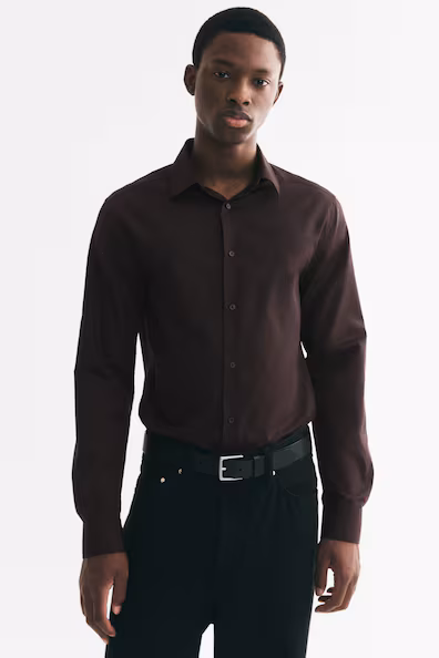 Рубашка slim fit с легким уходом- Заказать в России
