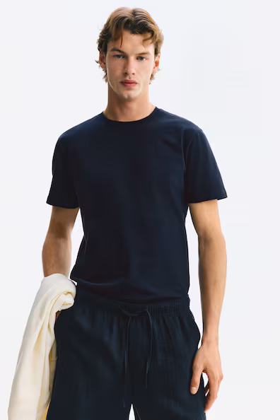 Футболка из хлопка пима с облегающим силуэтом slim fit