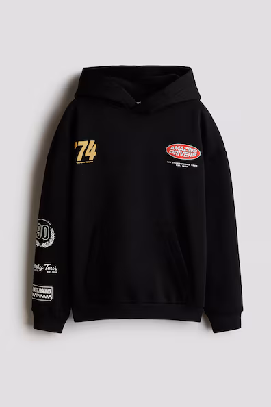 H&M Свитшот с капюшоном и начесом с принтом