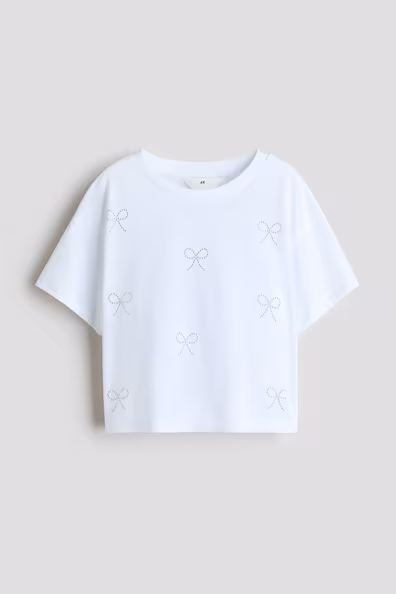 Футболка из хлопка с украшениями h&m- Заказать в России