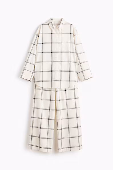 Пижама в клетку из сатинированного хлопка h&m