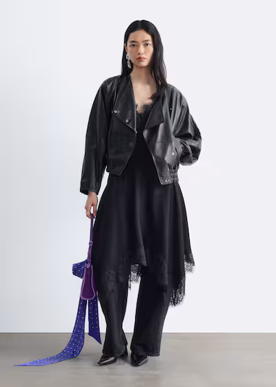 Бомбер из кожи с рукавами-летучая мышь h&m- Заказать в России