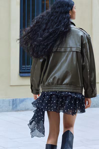 Кожаная байкерская куртка h&m