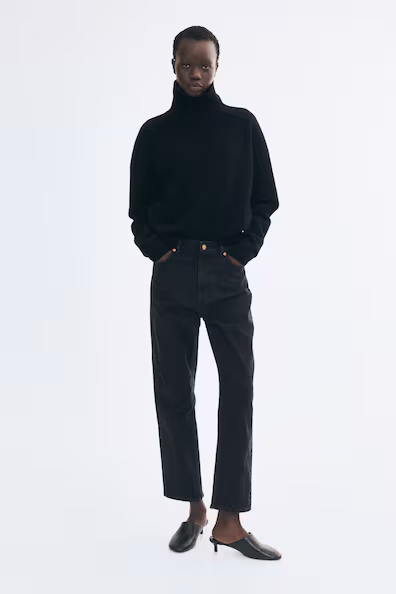 Джинсы mom slim fit с высокой посадкой укороченные- Заказать в России