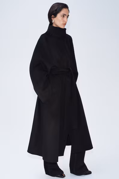 Длинное свободное пальто из шерсти h&m