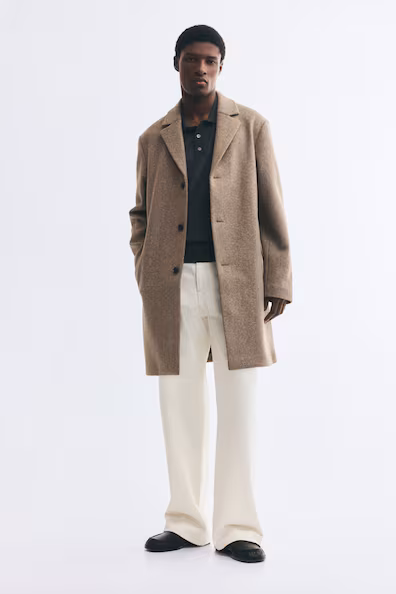 Длинное пальто с одним рядом пуговиц h&m