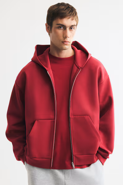 H&M Пальто из интерлока с капюшоном OVERSIZED FIT