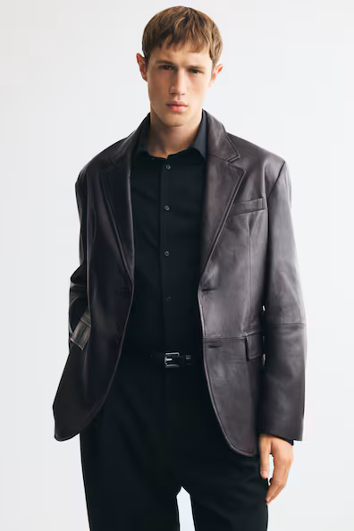 H&M Однобортное пальто из кожи