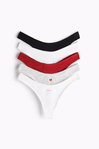 Набор из 5 хлопковых трусов thong