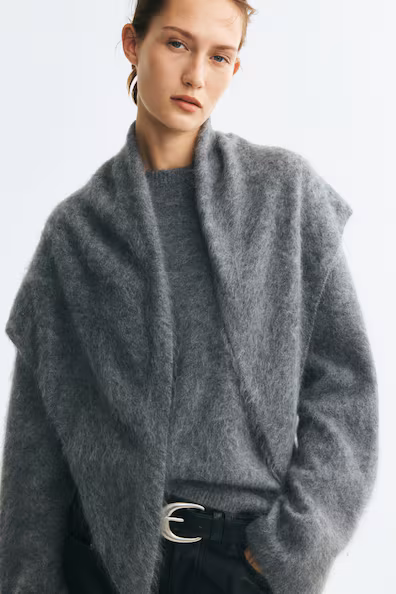 Свитер из кардочесанной шерсти с шарфом h&m