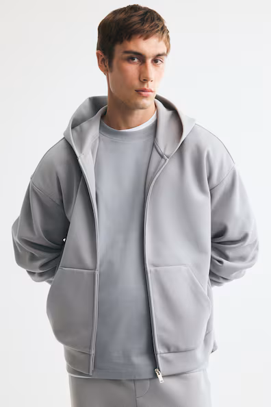 Пальто из интерлока с капюшоном oversized fit- Заказать в России