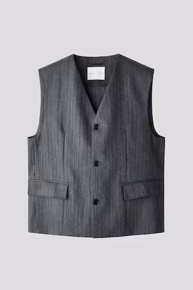 Жилет из шерсти в стиле regular fit из двух тканей- Заказать в России