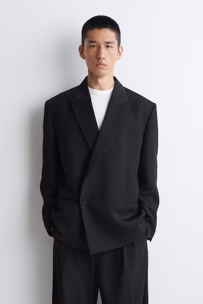 Двубортный приталенный пиджак h&m