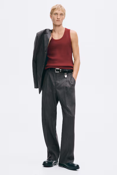 Безрукавный топ в рубчик из смесовой шерсти slim fit- Заказать в России
