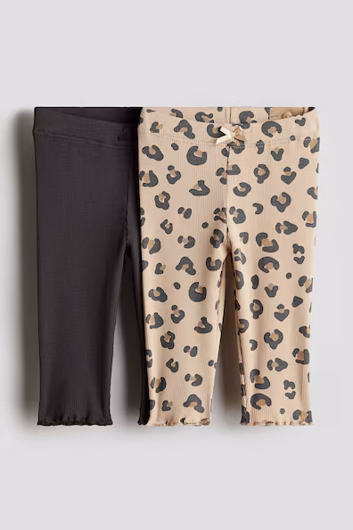 PACK DE 2 LEGGINGS CANELADAS EM ALGODãO