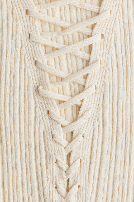 Топ из вязаной рубчатой ткани с перекрещивающимися завязками