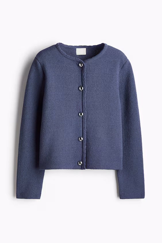 Кардиган из плотного трикотажа с волнами по краю