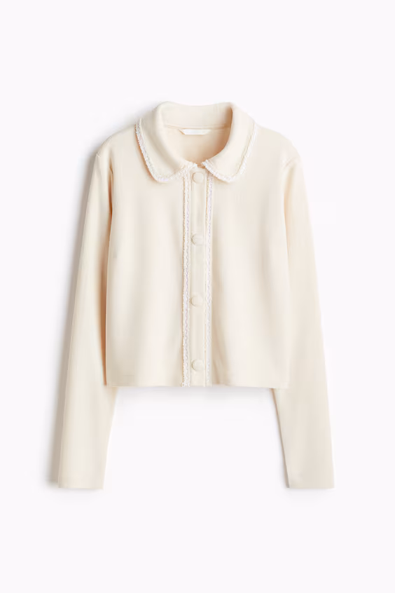 Кардиган из плотного трикотажа с воротником