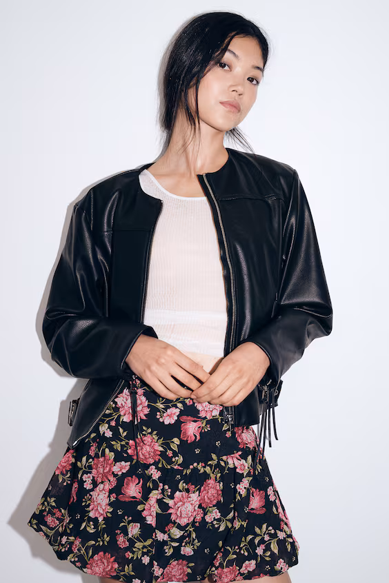 Куртка-мото из покрытой ткани