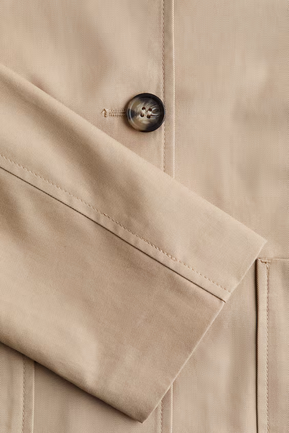 Плащ из хлопковой ткани с воротником