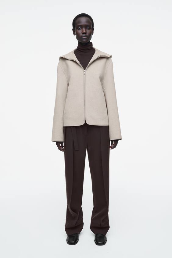 Жакет с двусторонним капюшоном из шерсти