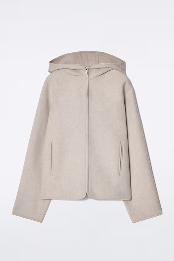 Жакет с двусторонним капюшоном из шерсти