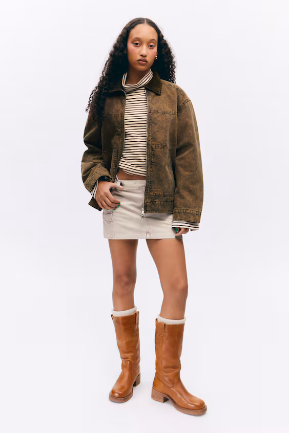 Пальто из хлопкового холста с утеплением