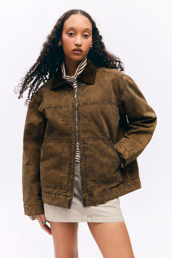 Пальто из хлопкового холста с утеплением