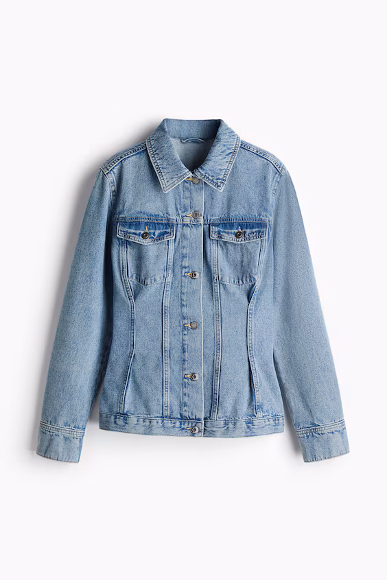 Джинсовый пиджак с завязкой на талии