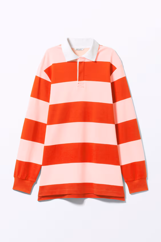 Платье короткое с длинным рукавом в стиле регби