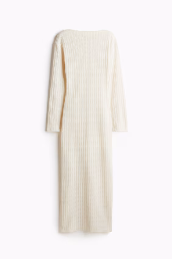 Платье длинное с узором в виде открытой строчки