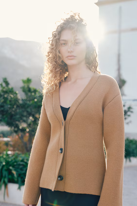 Кардиган из смесовой шерстяной пряжи